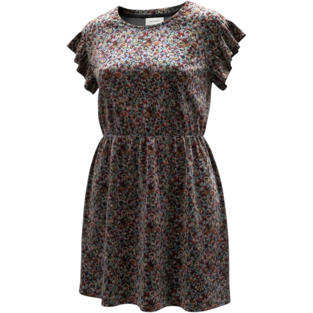 Current/Elliott Floral Velvet Mini Dress Ruffle Sleeve Multi Color Size‎ 2 P4